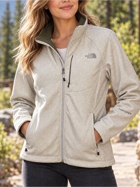 The North Face TNF Apex Bionic Floral Softshell Jacket Ivory Cream Olive Large